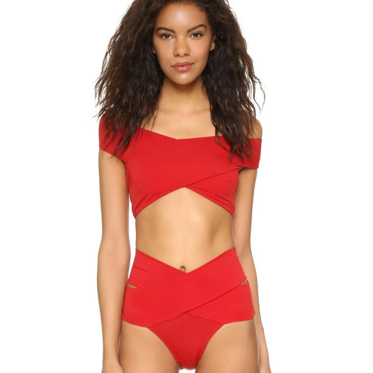 Pleated High Waist Bikini