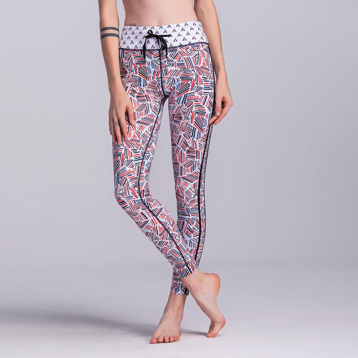 Adjustable Waist Strap Print Yoga Leggings