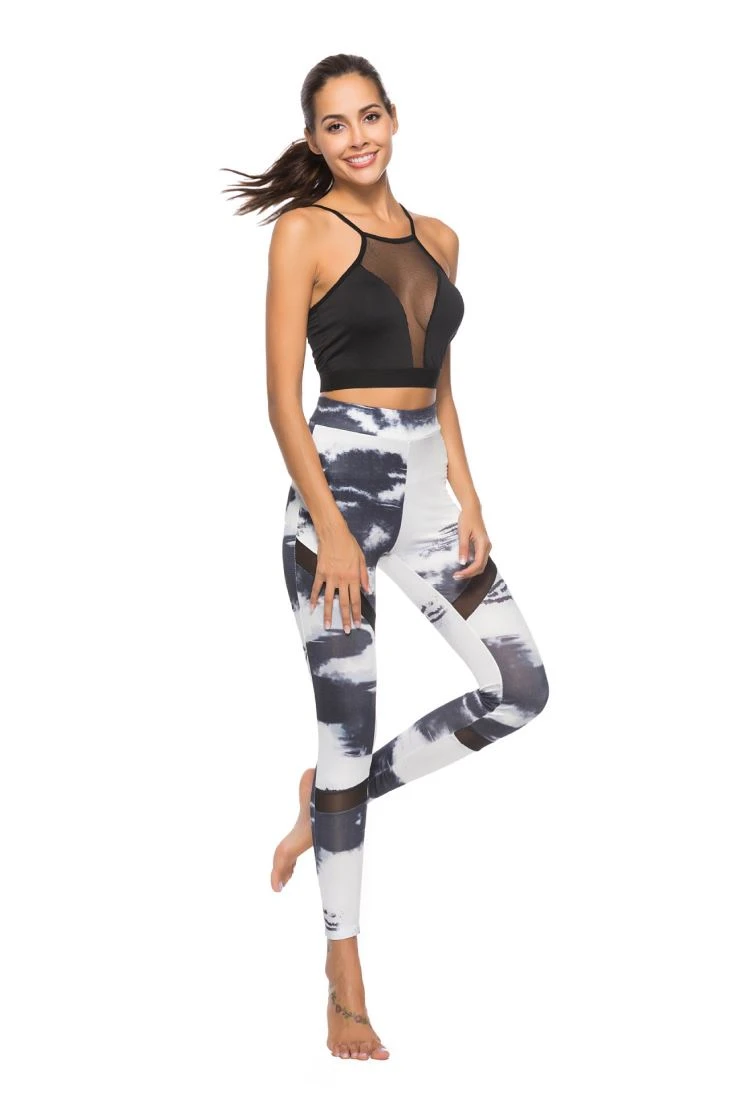 3D Black And White Printing Yoga Training Pants Women's Slim Comfortable Tights Leggings
