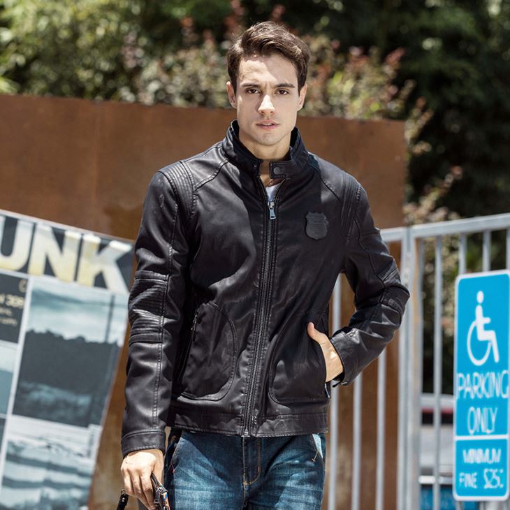 Wholesale Customied Zipped Leather Jaket Man