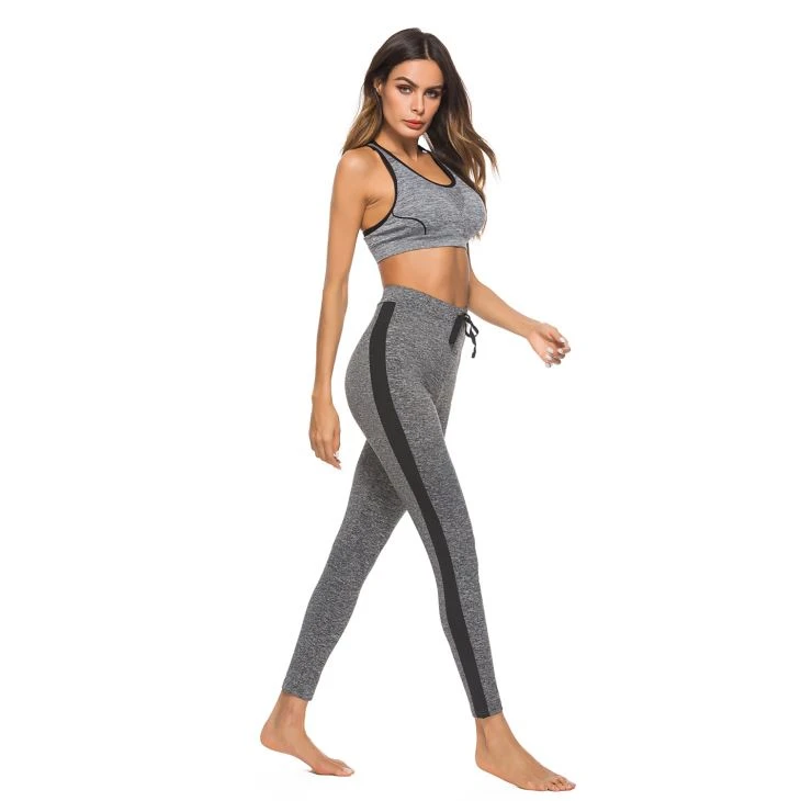 Gray Gradient Stripe Elastic Band Leggings