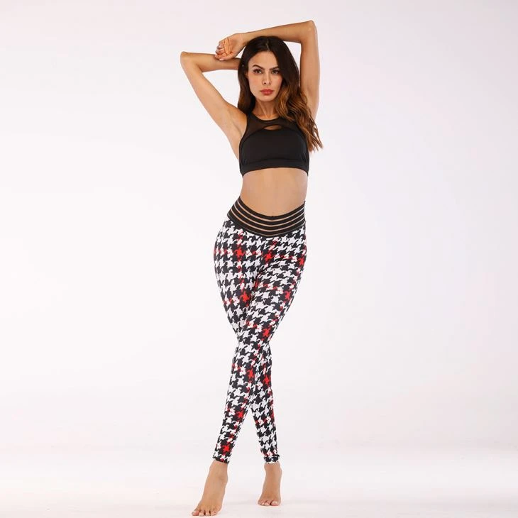 Houndstooth Raised Buttocks Yoga Pants