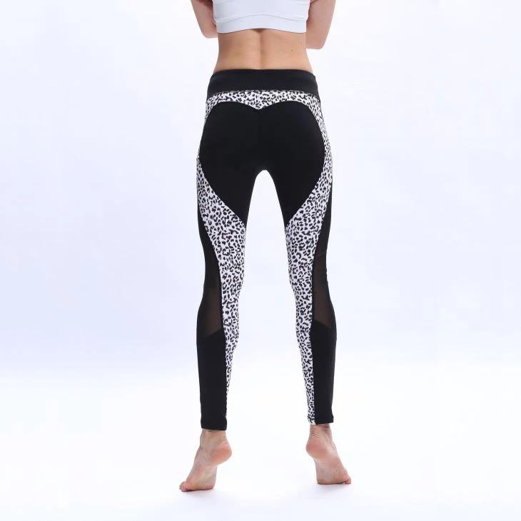 Leopard Print Heart Shape Stretch Tight Yoga Pants