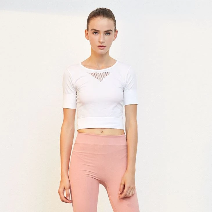 White Short Sleeve Fitted Crop Top