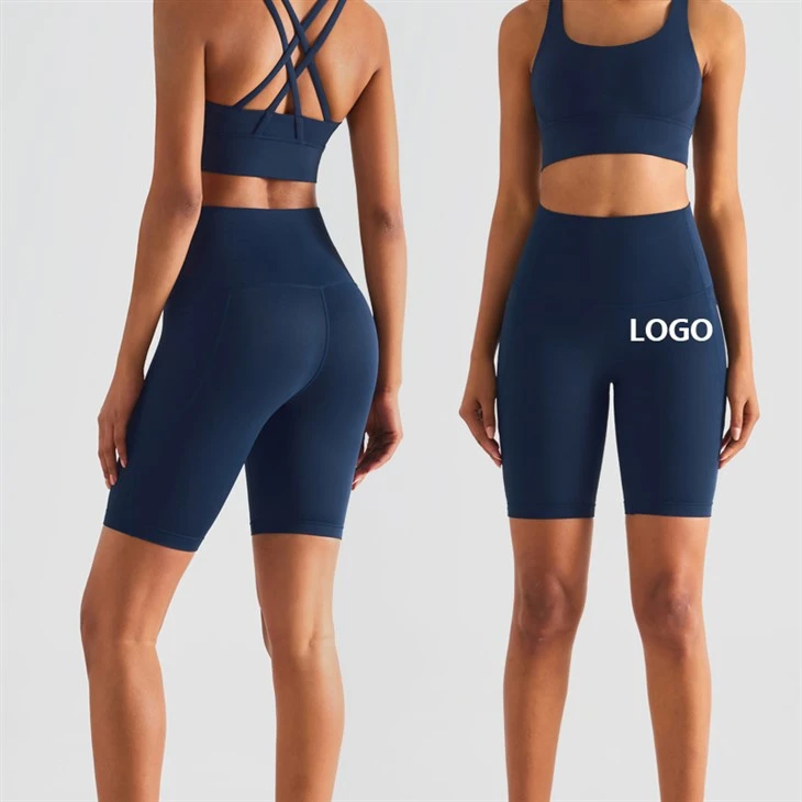 New Custom Workout Pockets High Waist Biker Bottoms Running Shorts Women Yoga Shorts