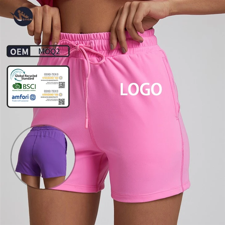 Summer New Arrival Custom Fitness French Terry Cotton Fabric Jogging Workout Drawstring Yoga Sport Dark Grey Biker Shorts