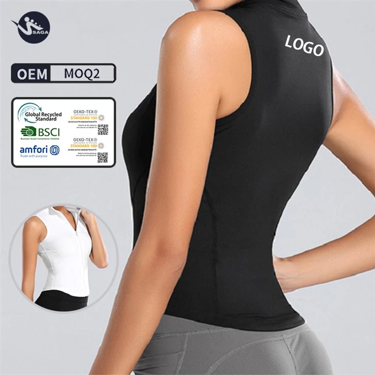 Workout Gym Zip Up Tank Top