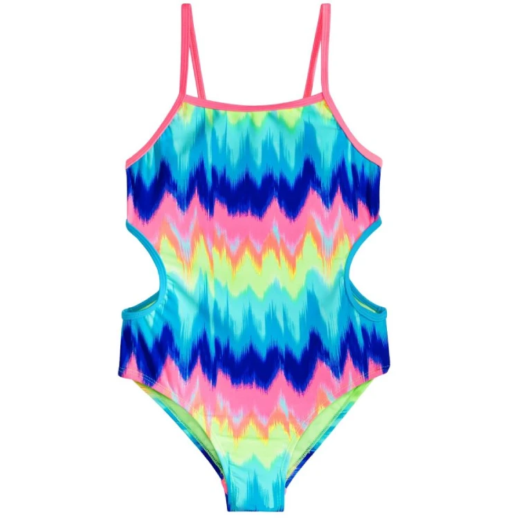 1-Pcs Rainbow Print Cutout Swimsuit