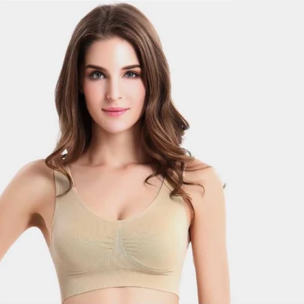 2018 Free Sample Yoga Sports Seamless Tube Bra Nude Set