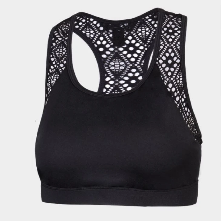 Black Hot Sexy Deep V Neck Sports Bra Padded Top